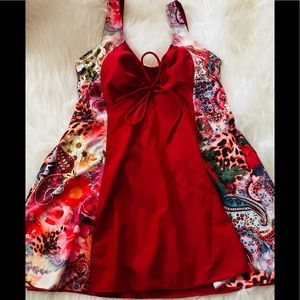 Red designer swimsuit